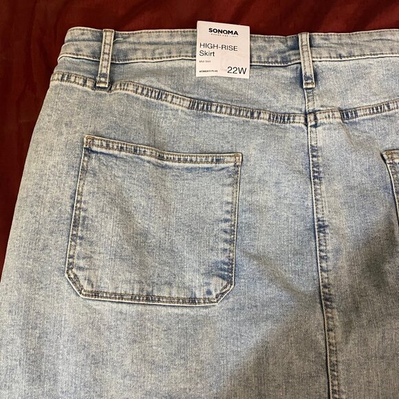 Sonoma Button Fly Midi Denim Jean Skirt 22W - Picture 10 of 11